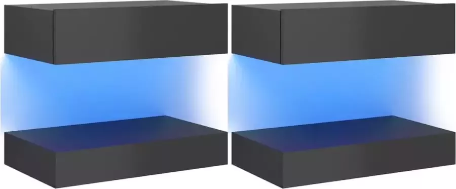 Maison Exclusive Nachtkastjes 2 st 60x35 cm spaanplaat hoogglans grijs