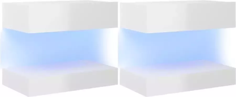 Maison Exclusive Nachtkastjes 2 st 60x35 cm spaanplaat hoogglans wit