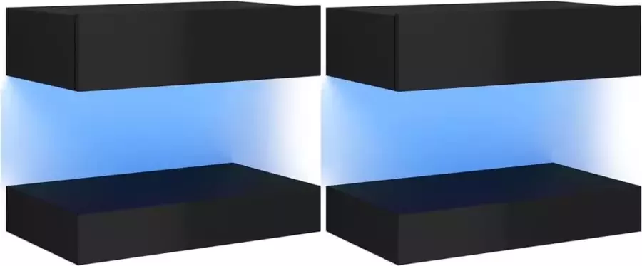 Maison Exclusive Nachtkastjes 2 st 60x35 cm spaanplaat hoogglans zwart