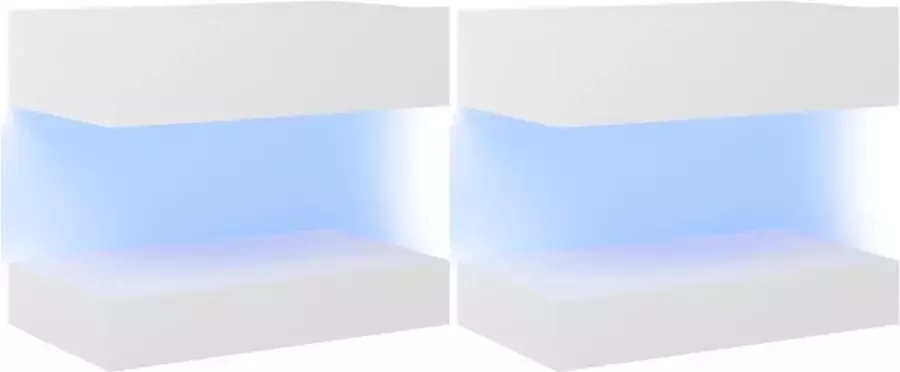 Maison Exclusive Nachtkastjes 2 st LED 60x35 cm spaanplaat wit