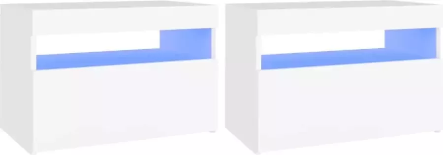 Maison Exclusive Nachtkastjes 2 st LED-verlichting 60x35x40 cm bewerkt hout wit