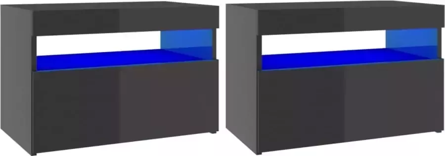 Maison Exclusive Nachtkastjes 2 st LED-verlichting 60x35x40 cm hoogglans grijs