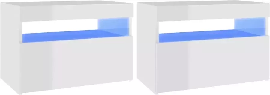 Maison Exclusive Nachtkastjes 2 st LED-verlichting 60x35x40 cm hoogglans wit