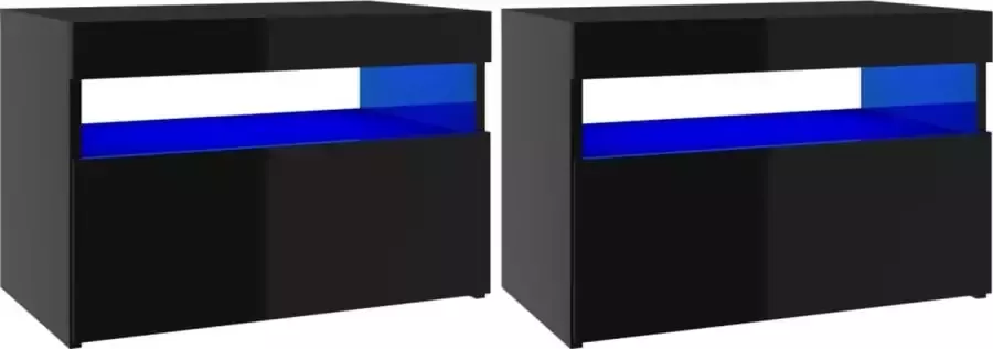 Maison Exclusive Nachtkastjes 2 st LED-verlichting 60x35x40 cm hoogglans zwart