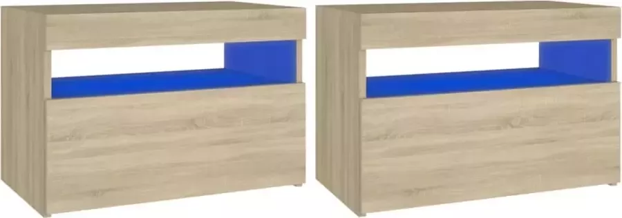 Maison Exclusive Nachtkastjes 2 st LED-verlichting 60x35x40 cm sonoma eikenkleur