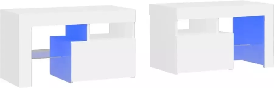 Maison Exclusive Nachtkastjes 2 st LED-verlichting 70x36 5x40 cm hoogglans wit