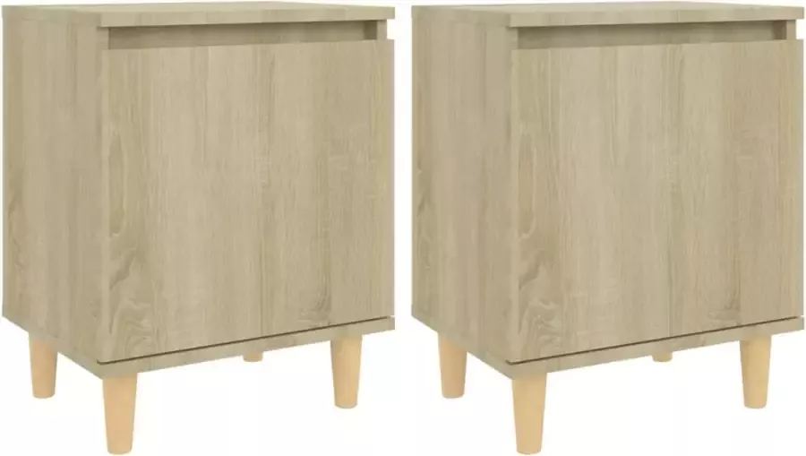 Maison Exclusive Nachtkastjes 2 st met houten poten 40x30x50 cm sonoma eiken - Foto 1