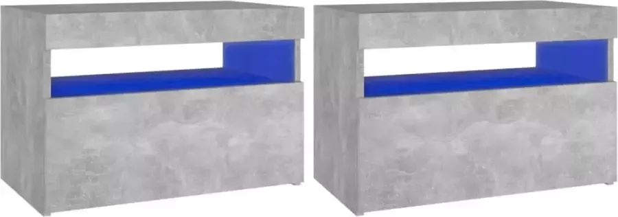 Maison Exclusive Nachtkastjes 2 st met LED-verlichting 60x35x40 cm betongrijs