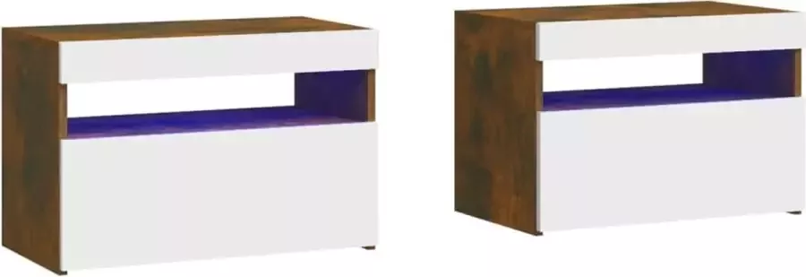 Maison Exclusive Nachtkastjes 2 st met LED-verlichting 60x35x40 cm gerookt eiken
