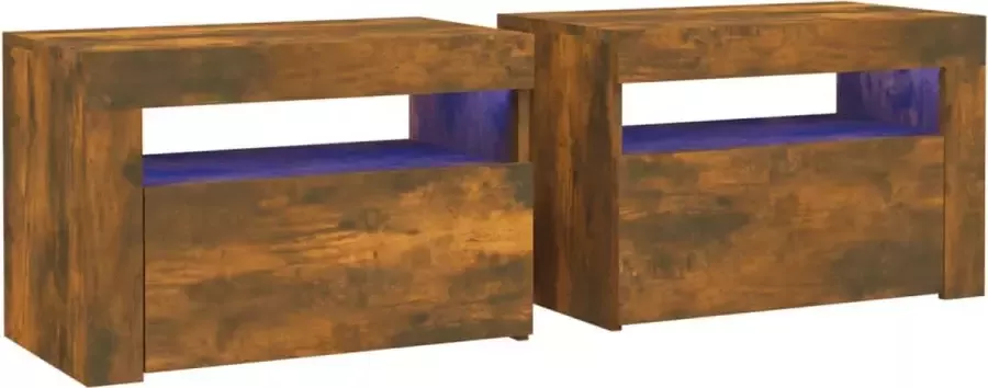 Maison Exclusive Nachtkastjes 2 st met LED's 60x35x40 cm gerookt eikenkleurig