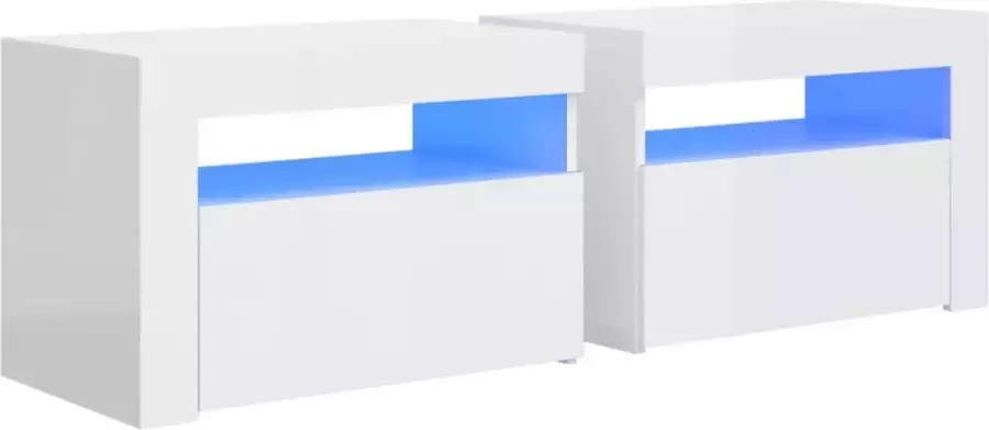 Maison Exclusive Nachtkastjes 2 st met LED's 60x35x40 cm hoogglans wit