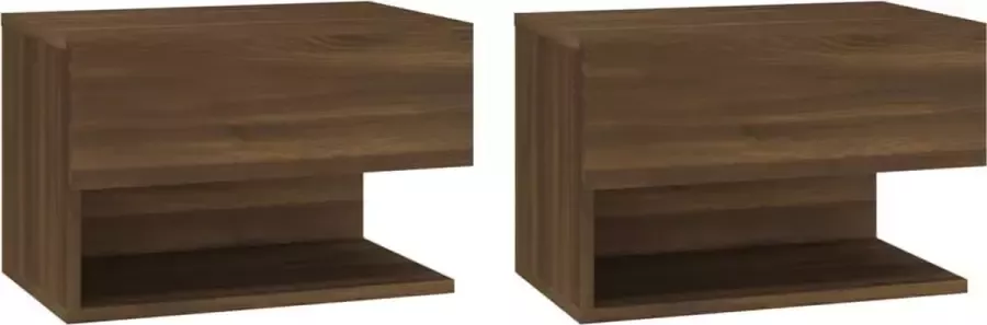 Maison Exclusive Nachtkastjes 2 st wandgemonteerd bruineikenkleurig - Foto 3
