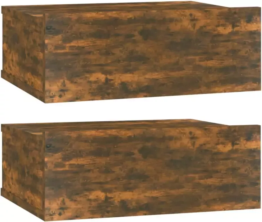 Maison Exclusive Nachtkastjes 2 st zwevend 40x30x15cm bewerkt hout gerookt eiken