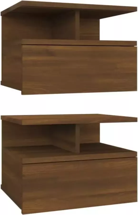 Maison Exclusive Nachtkastjes 2 st zwevend 40x31x27 cm bewerkt hout bruineiken