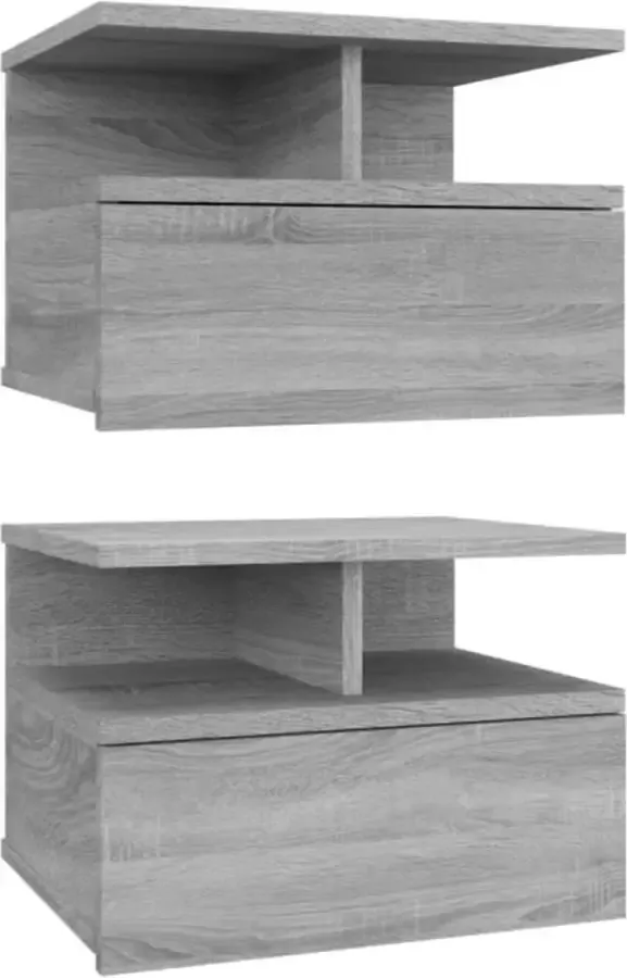 Maison Exclusive Nachtkastjes 2 st zwevend 40x31x27 cm bewerkt hout grijs sonoma