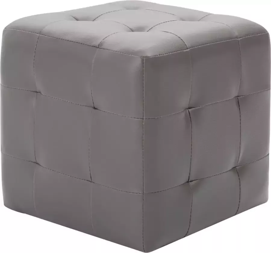 Maison Exclusive Poef 2 st 30x30x30 cm kunstleer grijs