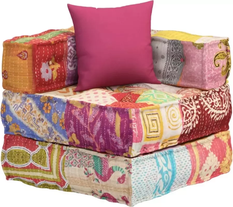 Maison Exclusive Poef modulair met kussen patchwork stof