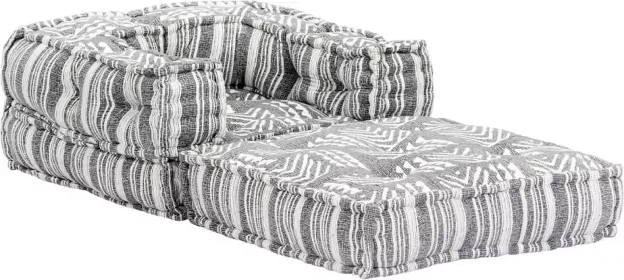 Maison Exclusive Poef modulair stof gestreept grijs - Foto 3