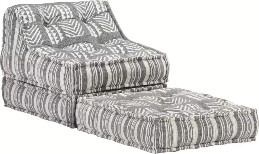 Maison Exclusive Poef modulair stof gestreept grijs - Foto 2