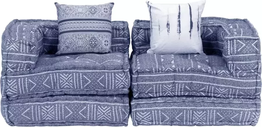 Maison Exclusive Poef tweezits modulair stof indigo - Foto 2