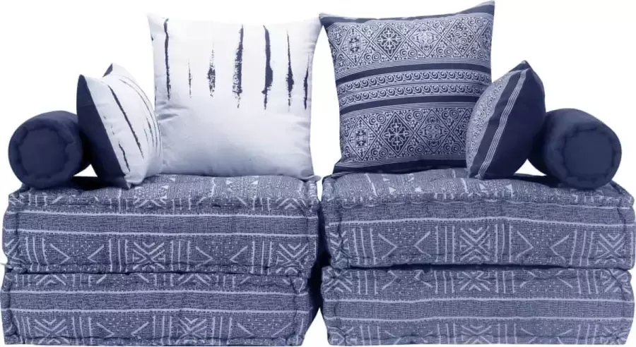 Maison Exclusive Poef tweezits modulair stof indigo