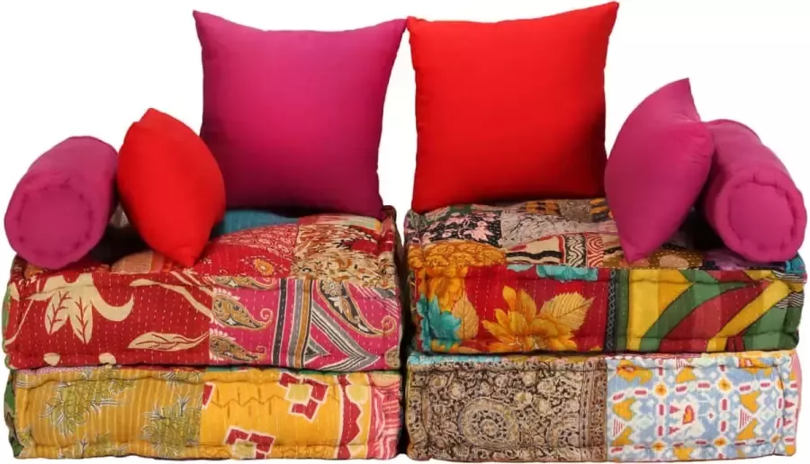 Maison Exclusive Poef tweezits modulair stof patchwork