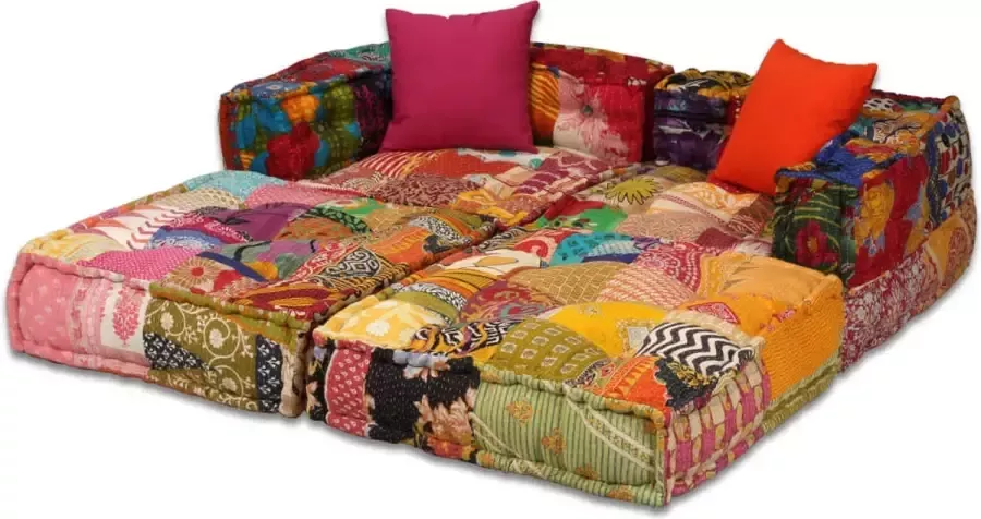 Maison Exclusive Poef tweezits modulair stof patchwork