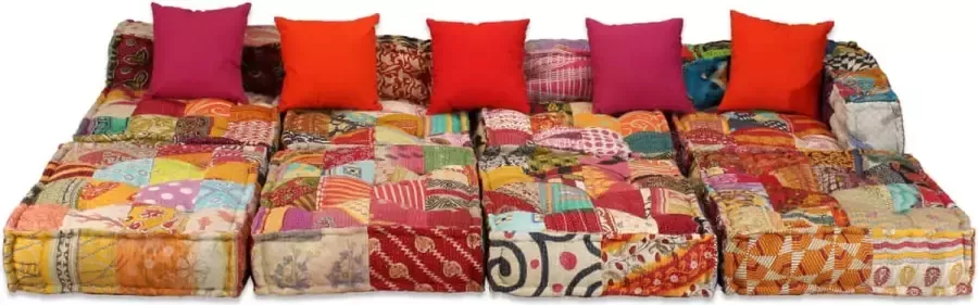 Maison Exclusive Poef vierzits modulair stof patchwork