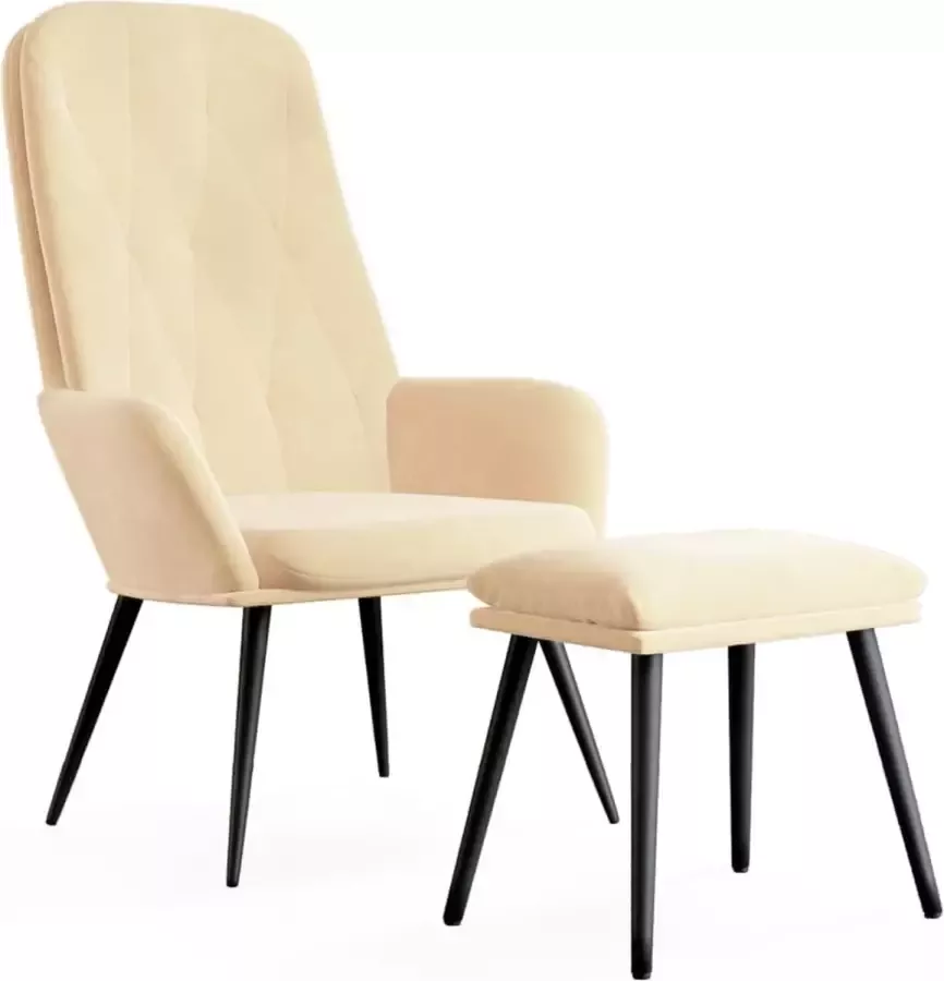 Maison Exclusive Relaxstoel met voetenbank crèmewit fluweel
