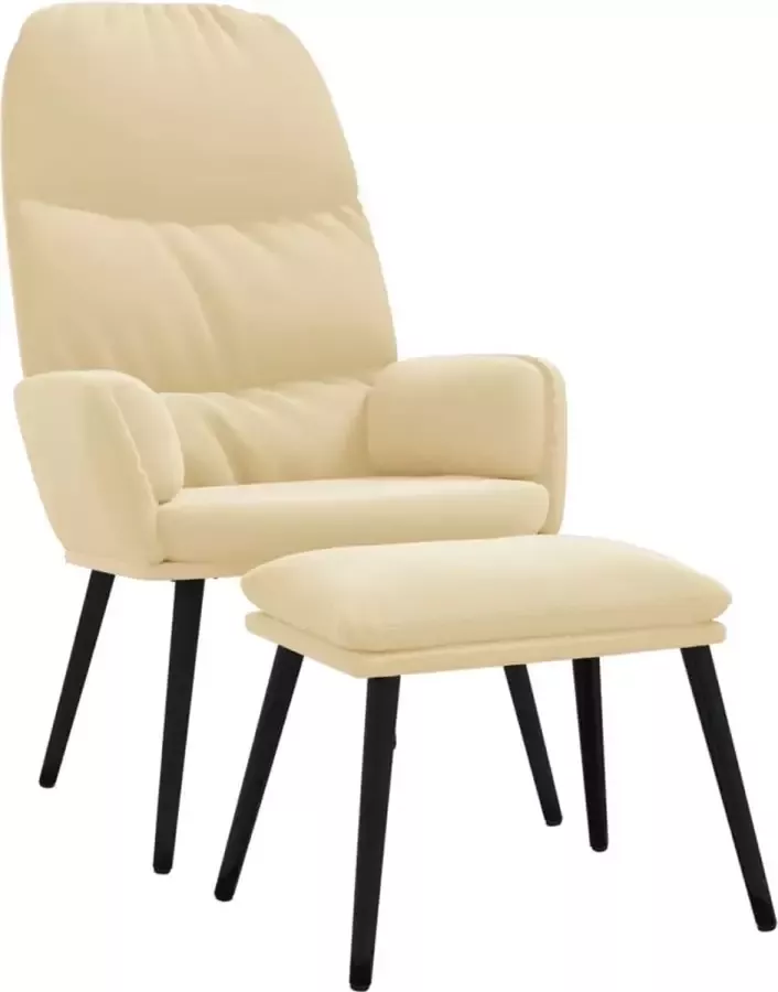 Maison Exclusive Relaxstoel met voetenbank fluweel crèmewit