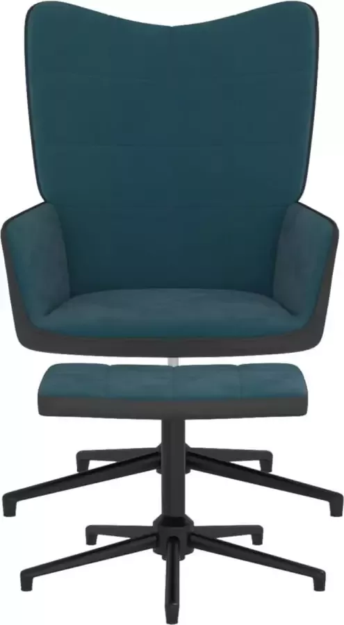 Maison Exclusive Relaxstoel met voetenbank fluweel en PVC blauw