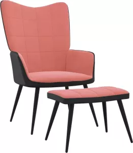 Maison Exclusive Relaxstoel met voetenbank fluweel en PVC roze