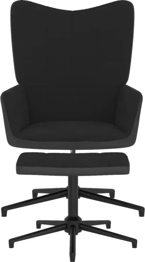 Maison Exclusive Relaxstoel met voetenbank fluweel en PVC zwart