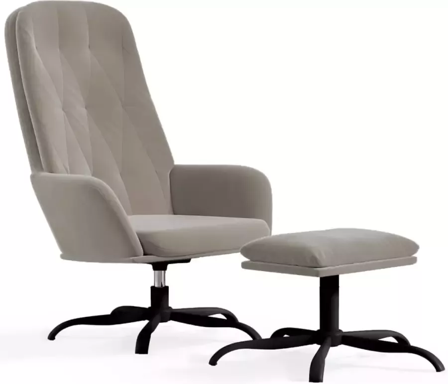 Maison Exclusive Relaxstoel met voetenbank fluweel lichtgrijs - Foto 2
