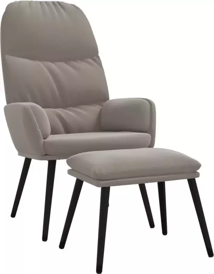 Maison Exclusive Relaxstoel met voetenbank fluweel lichtgrijs