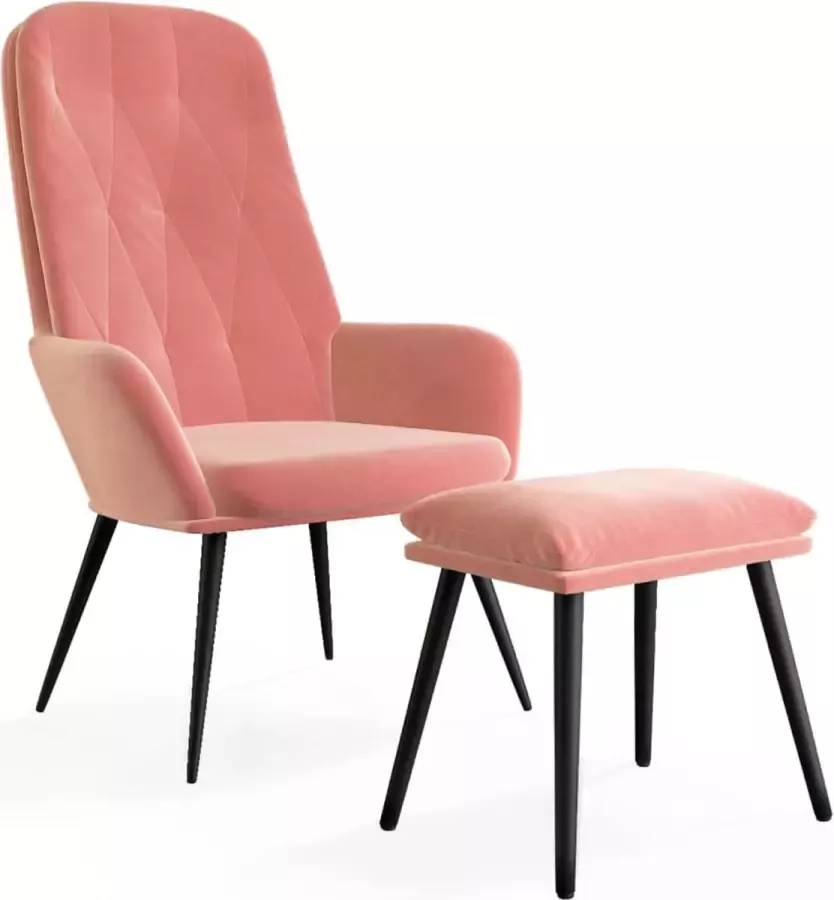 Maison Exclusive Relaxstoel met voetenbank fluweel roze