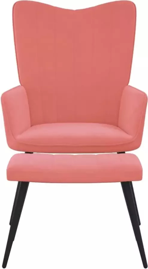Maison Exclusive Relaxstoel met voetenbank fluweel roze