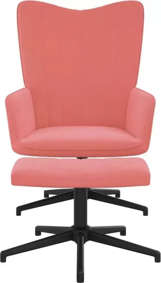 Maison Exclusive Relaxstoel met voetenbank fluweel roze
