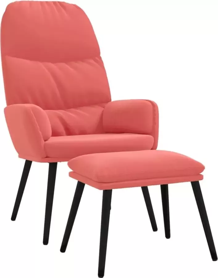 Maison Exclusive Relaxstoel met voetenbank fluweel roze