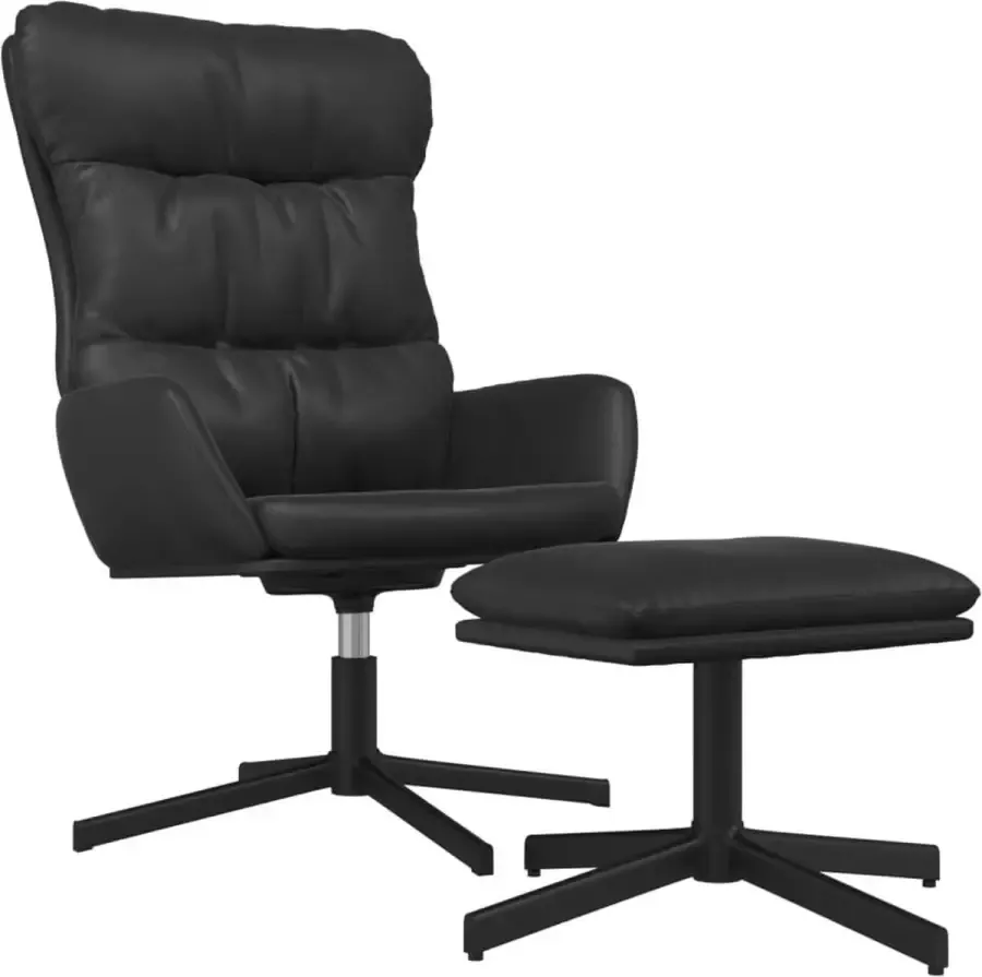 Maison Exclusive Relaxstoel met voetenbank kunstleer zwart