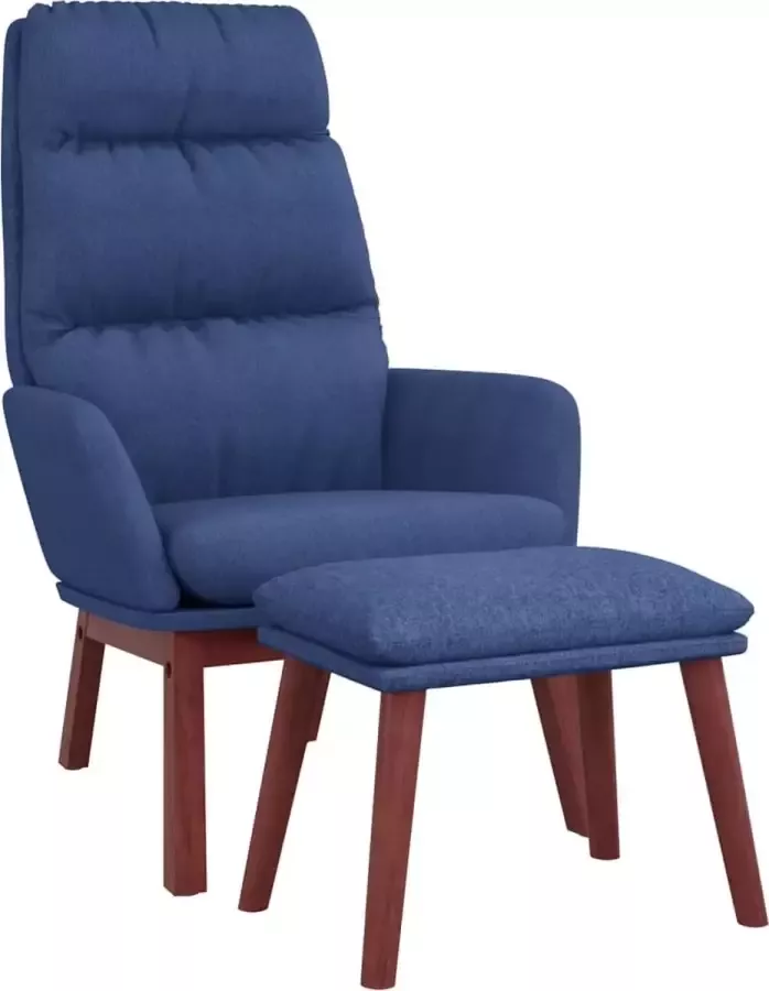 Maison Exclusive Relaxstoel met voetenbank stof blauw