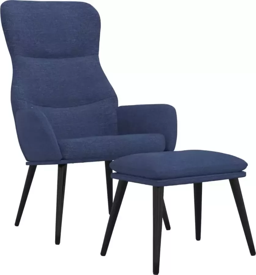 Maison Exclusive Relaxstoel met voetenbank stof blauw