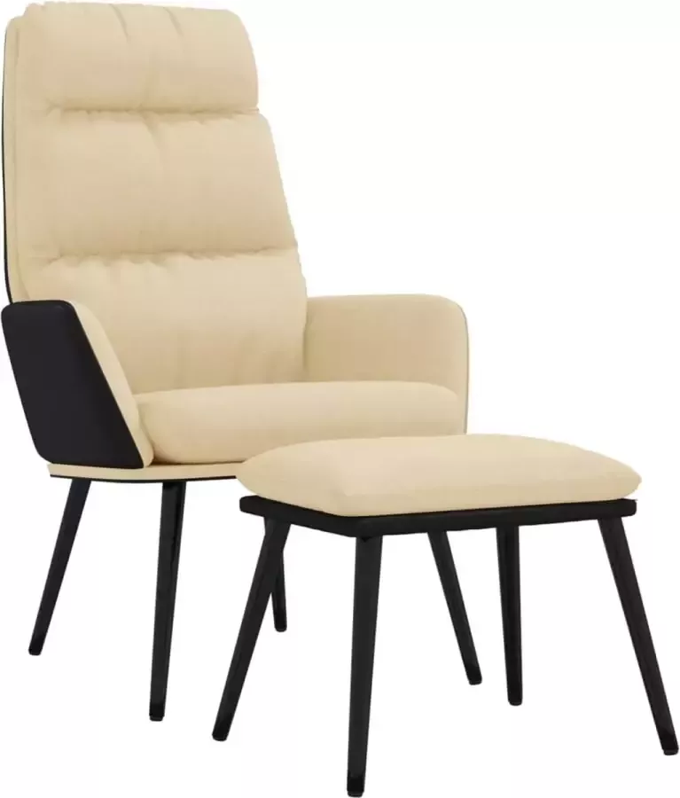 Maison Exclusive Relaxstoel met voetenbank stof en kunstleer crèmewit