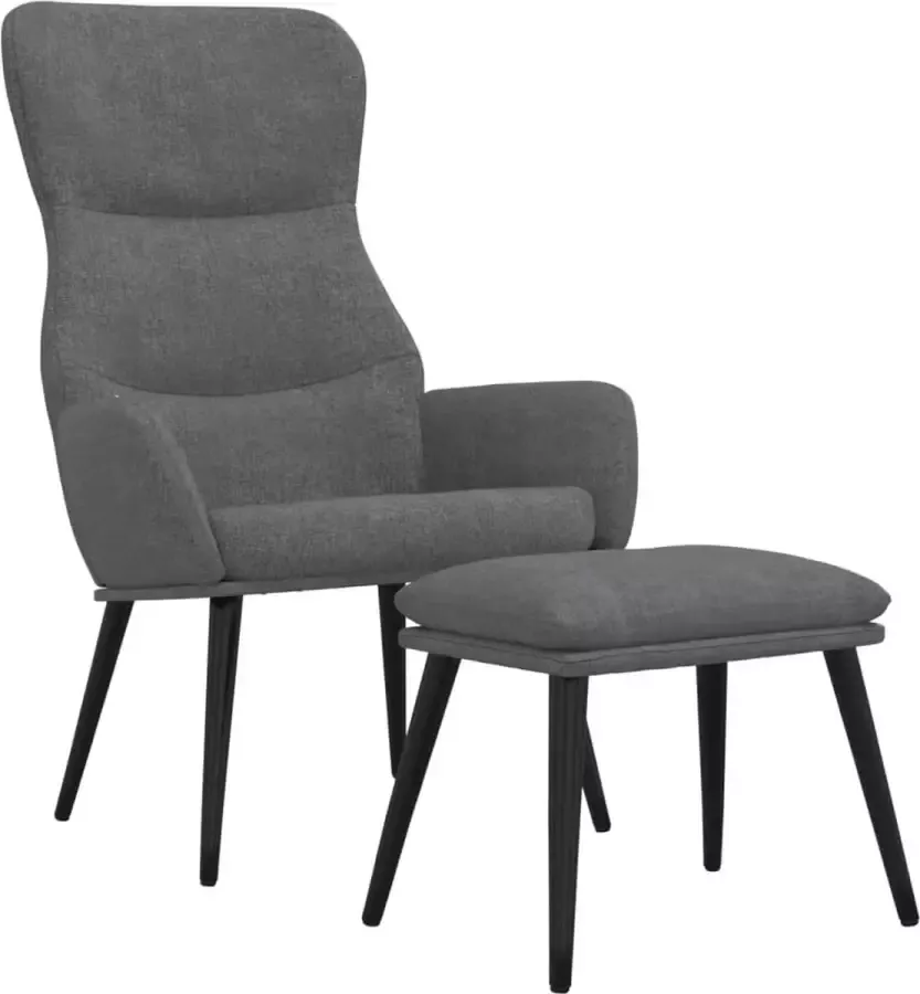 Maison Exclusive Relaxstoel met voetenbank stof lichtgrijs