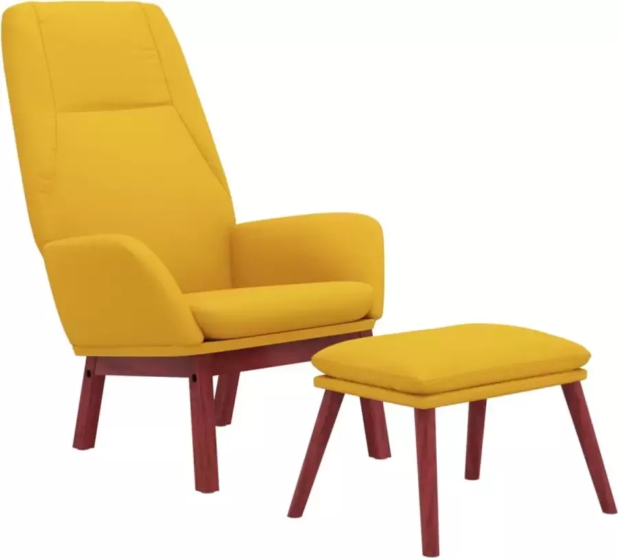 Maison Exclusive Relaxstoel met voetenbank stof mosterdgeel