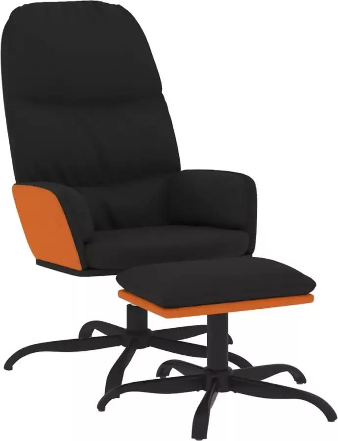 Maison Exclusive Relaxstoel met voetenbank stof zwart - Foto 2