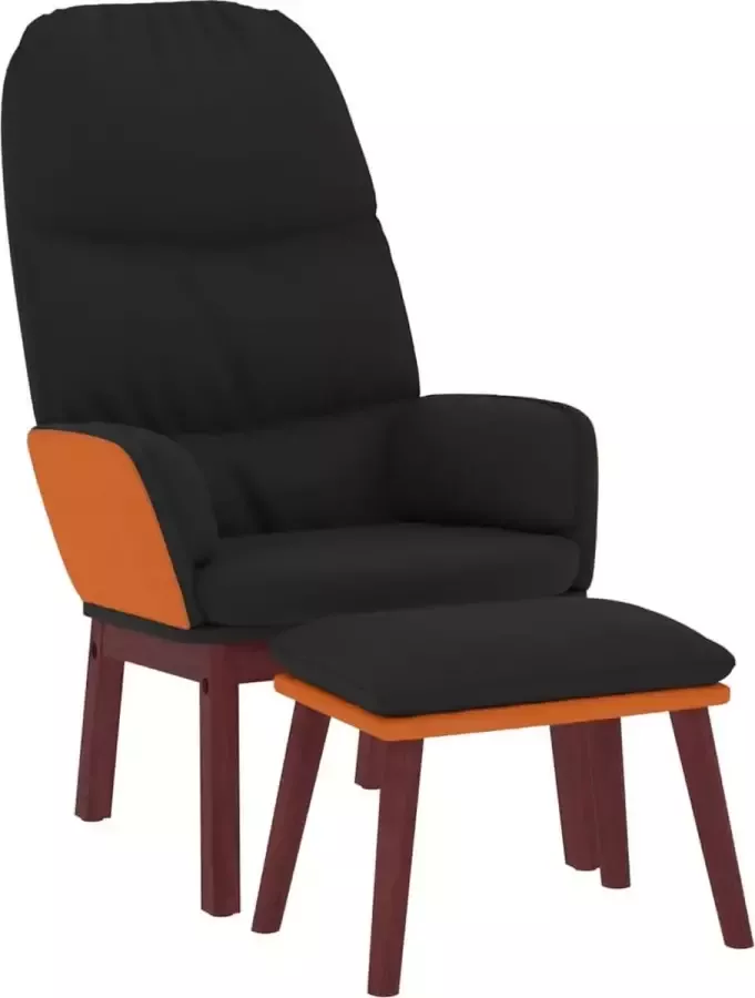 Maison Exclusive Relaxstoel met voetenbank stof zwart