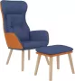 Maison Exclusive Relaxstoel met voetenbankje kunstleer en stof blauw - Thumbnail 2
