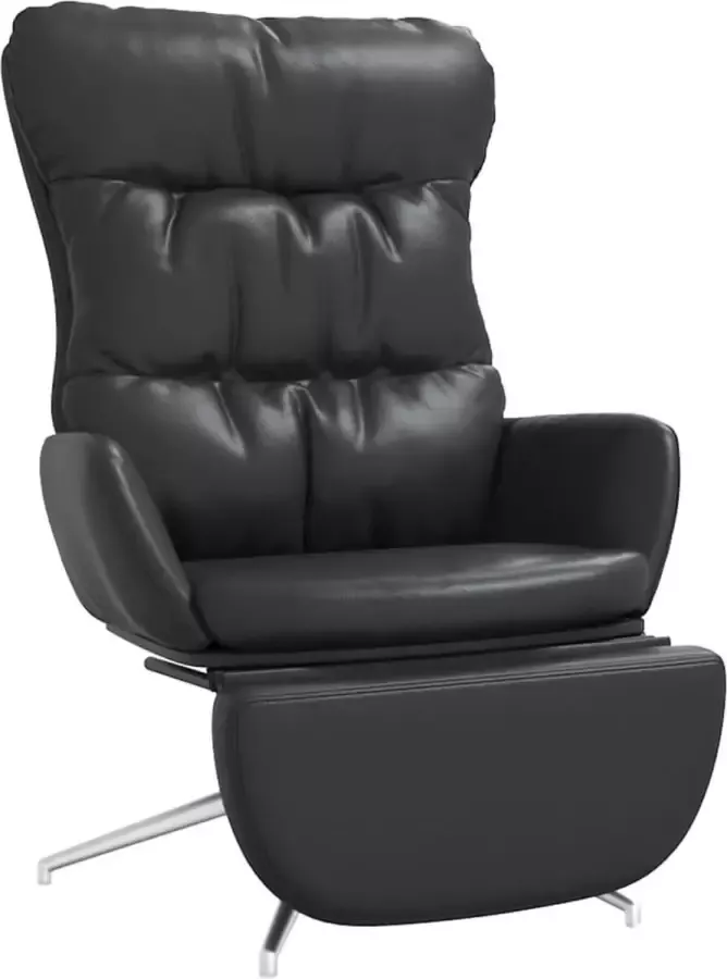 Maison Exclusive Relaxstoel met voetensteun echt leer en kunstleer zwart