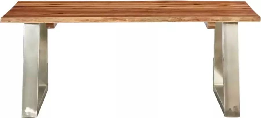 Maison Exclusive Salontafel 100x60x40 cm massief acaciahout en roestvrij staal